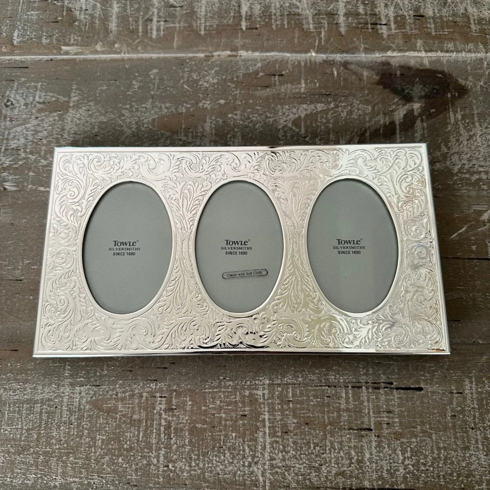 Vintage Towle Triple Florentine Picture Frame 2x3 Silver Plated Scroll 1991 New
